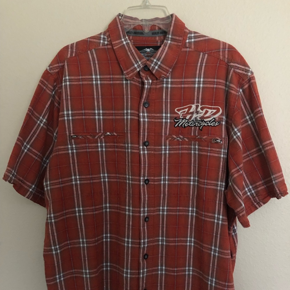 Harley Davidson Men’s Plaid Button Down Short Sleeve Shirt